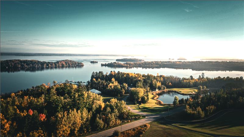 Scenic autumn foliage reflecting on Lake Vermilion, MN near Fortune Bay Resort Casino